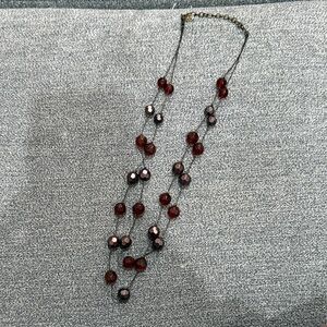 Robert Rose Deep Red Beaded Necklace